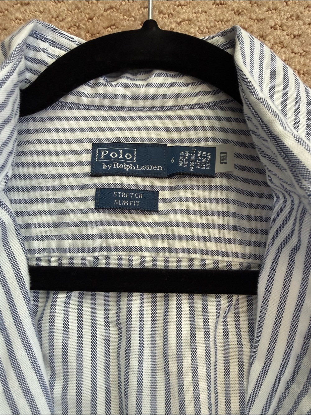 NWOT Polo by Ralph Lauren White and Navy Striped Button-Down Shirt - Picture 3 of 5